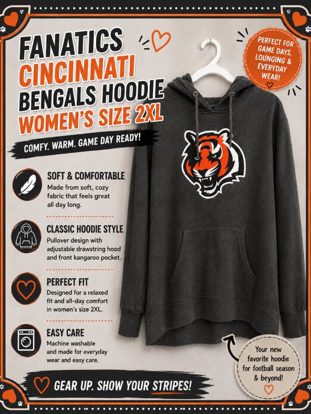 Fanatics Cincinnati Bengals Hoodie Women’s 2XL